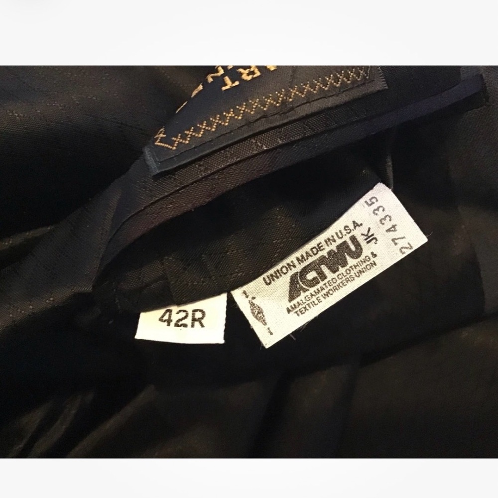 HART SCHAFFNER MARX Vintage Charcoal Gray Pinstripe Wool Suit Coat 42 Reg. EUC - Picture 13 of 14